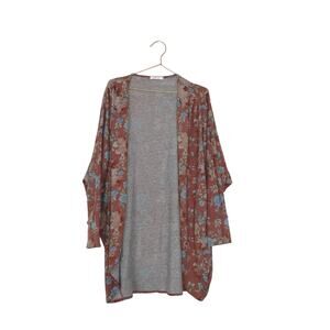 Emerald Floral Open-Front Cardigan - Brown and Blue